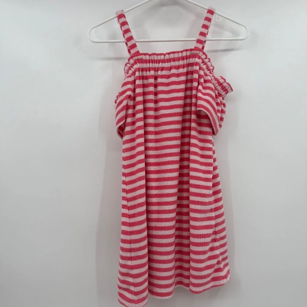 Disney Dress Girls 7/8 Pink Moana Terrycloth Beach Cover Up Striped Summer